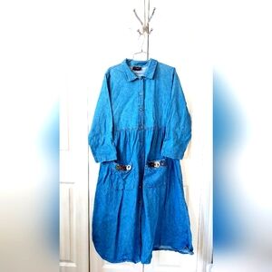 Y2k Denim Maxi Dress with Yoyos Size Medium Sunbelt
